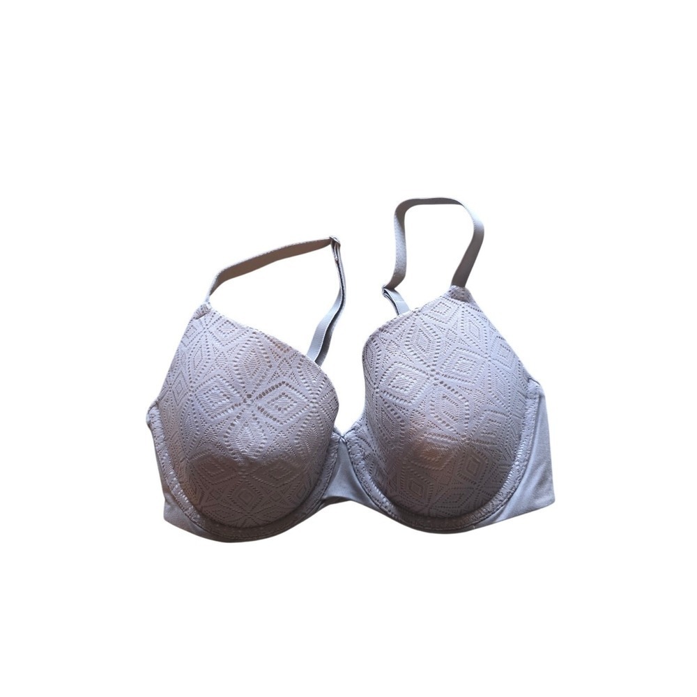 Auden Bra 34D Womens Gray Lace Overlay Underwired Padded Adjustable Straps